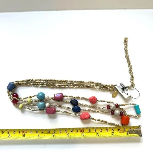 Chico’s double strand gold tone long beaded necklace NWT - Image 5