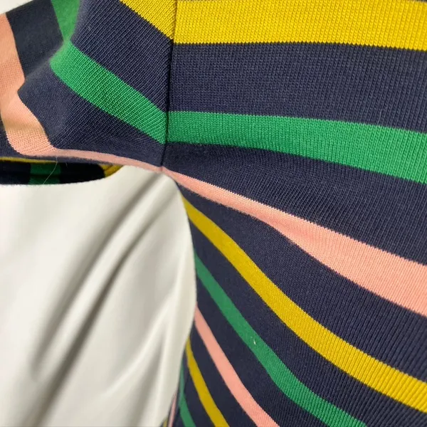 J. Crew Striped Knit‎ Midi Dress Long Sleeve Pink Green Yellow Navy Size 2 New - Image 15