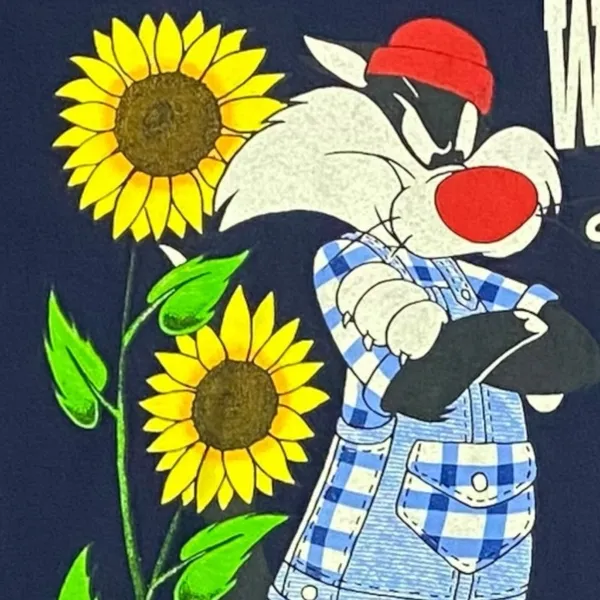 Vintage 90s 1996 Looney Tunes Graphic Tee T Shirt Tweetie Bird Sylvester Large - Image 6