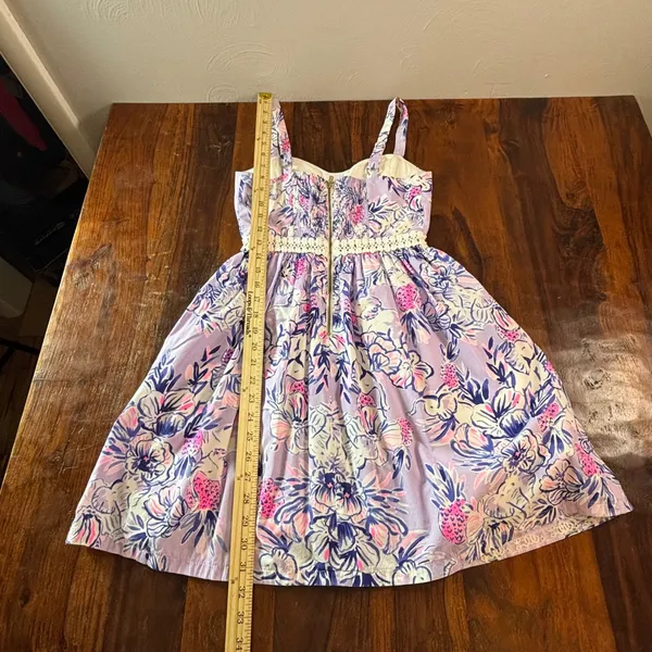 Lilly Pulitzer Purple Floral Elephant Print Cotton Fit Flare Dress 00 Sweetheart - Image 8