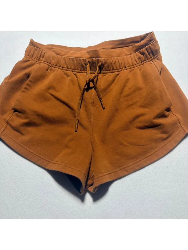Lululemon Rust Orange Cotton Blend Athletic Shorts Size 8 - Image 2