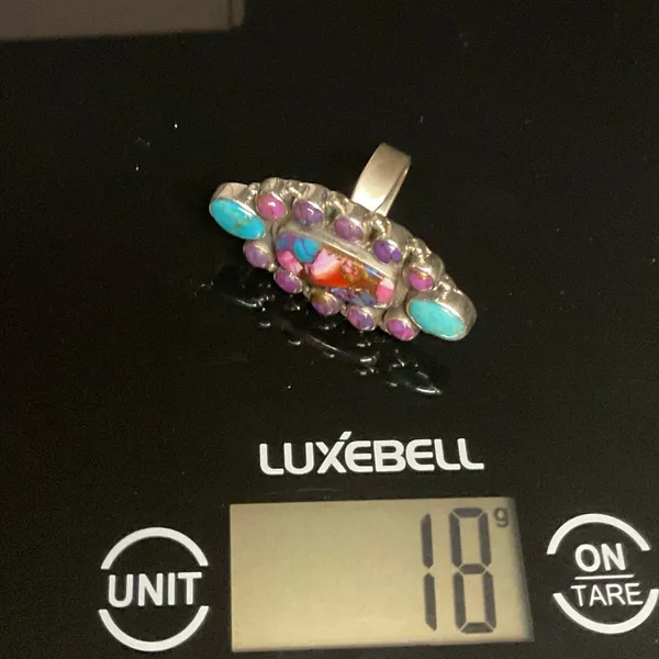 925 SS. STATEMENT Ring Purple Dahlia, Pink Dahlia w/ Turquoise & Turquoise! - Image 3