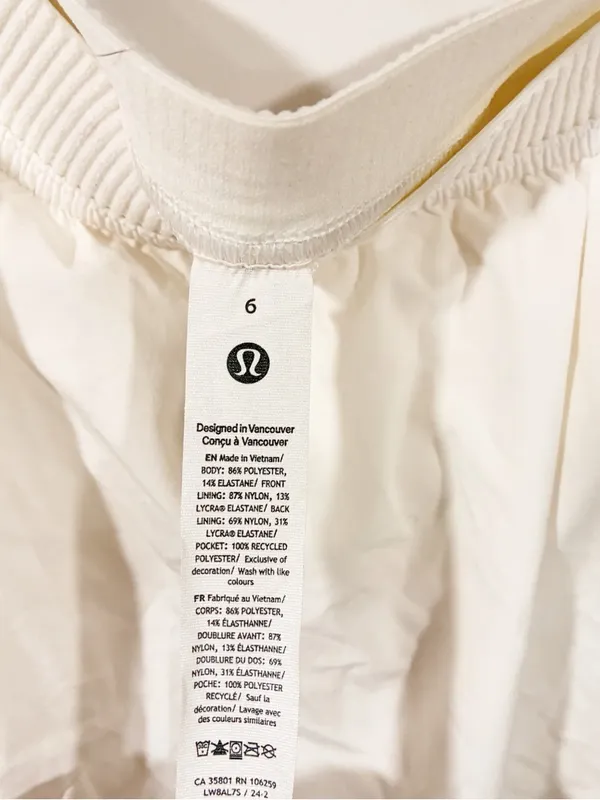 Lululemon Tennis Time Skirt White Skort Pleated Athletic Size 6 - Image 3
