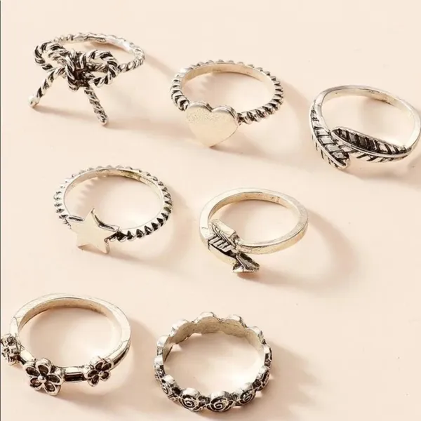 Gorgeous Stackable Silver ring set 7 pcs - Image 2