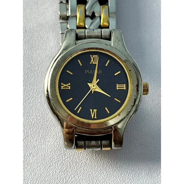 VTG Pulsar Watch Two Tone Gold Silver Water Resist Japan Mvmt Untested - Image 3