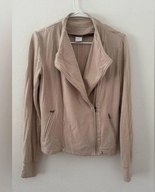 Max Mara Leisure Moto Zip Up Jacket Beige Athleisure NO SIZE TAG - Image 2