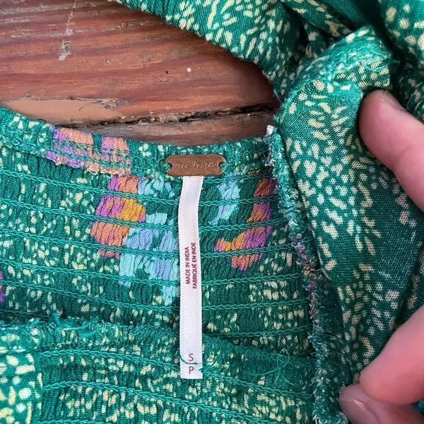 Free People Endless Summer Picnic Emerald Green Floral Boho Mini Dress - Sz S 🧡🎀 - Image 15