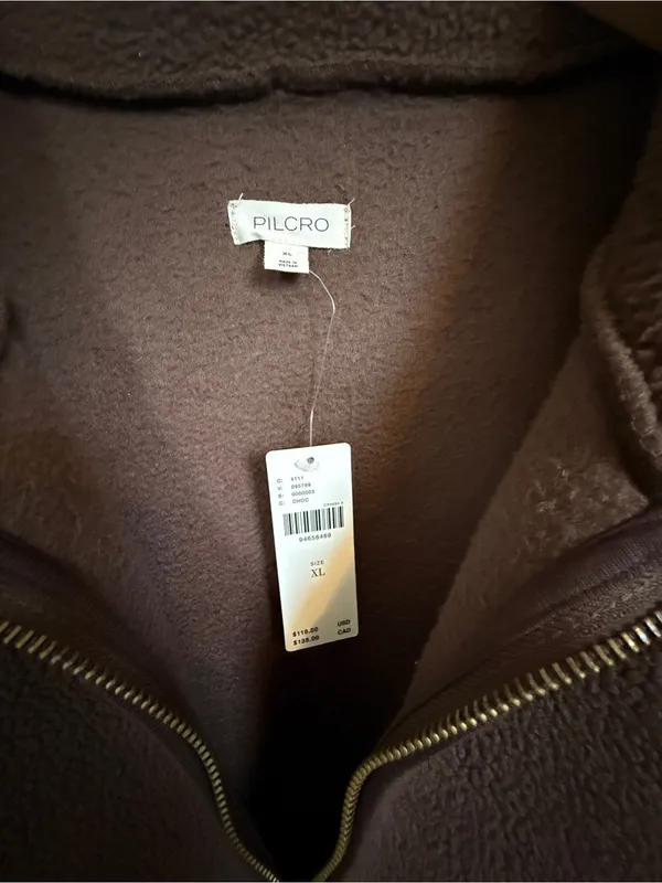 Pilcro Anthropologie Half Zip Sherpa Fleece Pullover Chocolate Brown XL NWT - Image 8