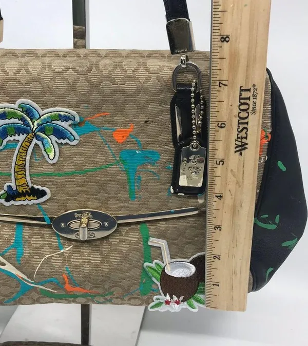 COACH Customized Tan Black Fabric Shoulder Bag - Image 4