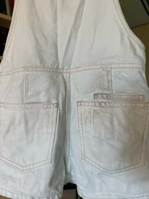 ZARA White Denim Short Jumpsuit - Image 4