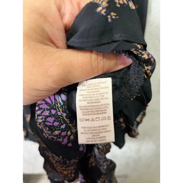 Free People Black Floral Mini Dress Boho Indie Sleaze Witchy‎ Romantic Grunge SM - Image 5