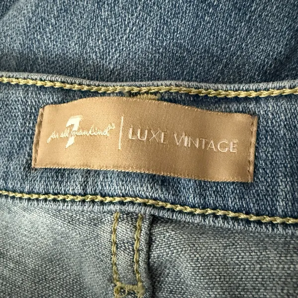 7 For All Mankind Josefina Skinny Boyfriend Jeans Medium Wash Size 27 Button Fly - Image 5