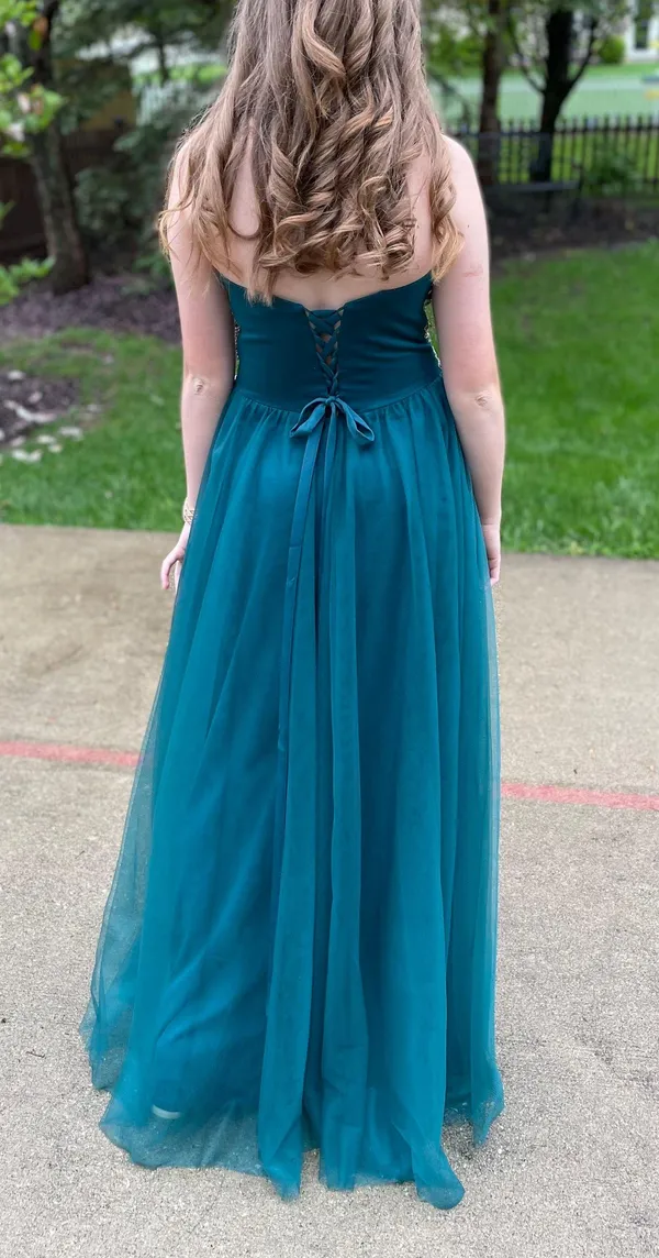 Windsor Green Strapless Prom Dress - Image 2