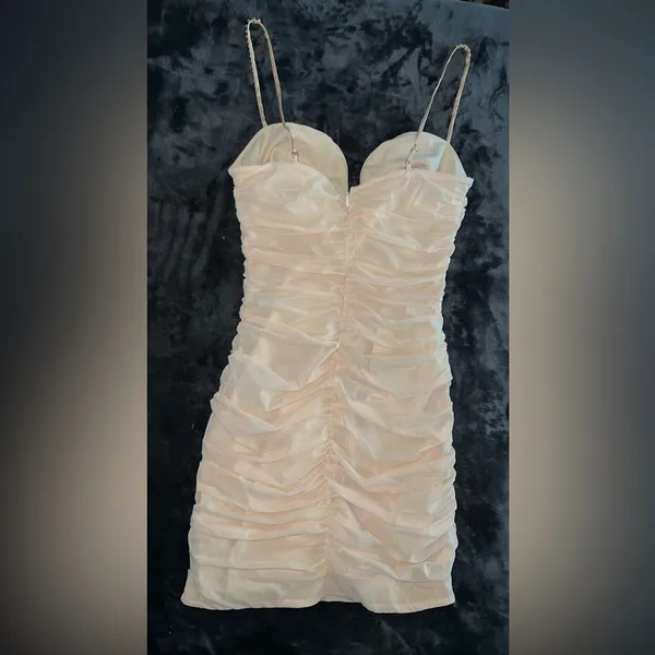 Oh Polly Never Too Late Mini Dress in Beige Size 6 - Image 11