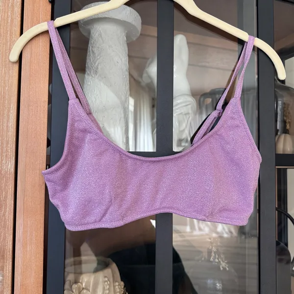 Triangl Mica Violet sparkle glitter Bikini Top scoop neck small+ swim - Image 2