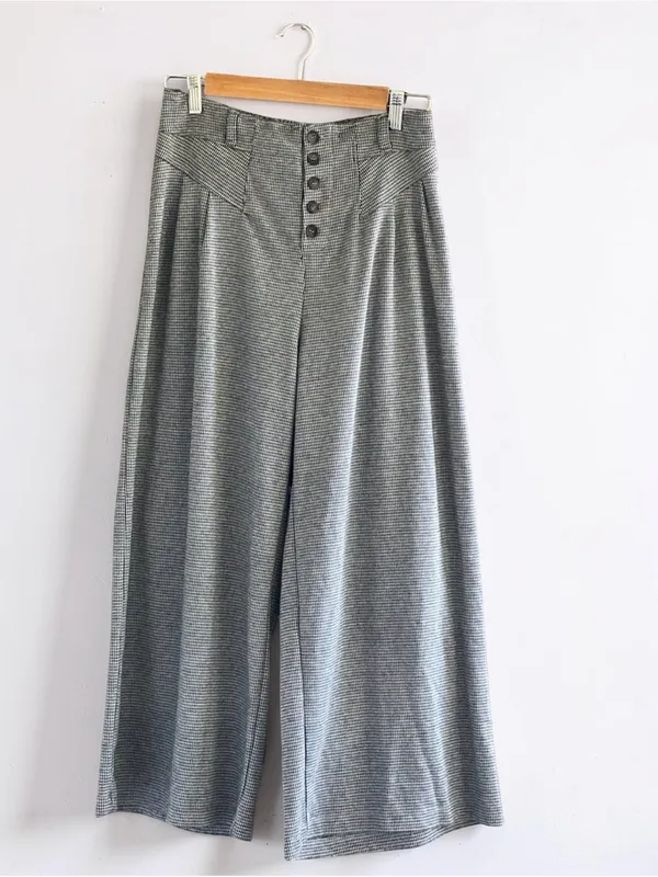 Anthropologie Maeve houndstooth plaid pleated wide-leg crop pants - Image 2