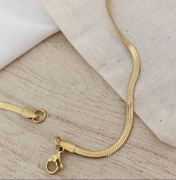 Gold Plated Herringbone Necklace - Image 5