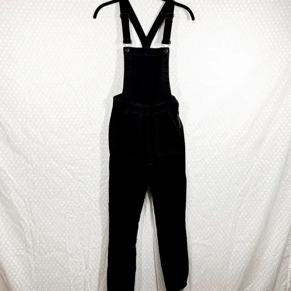 Madewell Black Skinny Raw Hem‎ Overalls - Image 3