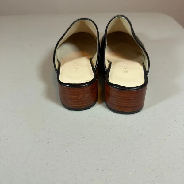 Nisolo Mariella Mule Womens 7 Smooth Black Leather Classic Round Toe Block Heel - Image 4