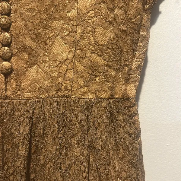 Vintage Elegant‎ Brown Lace Dress size xxs - Image 5
