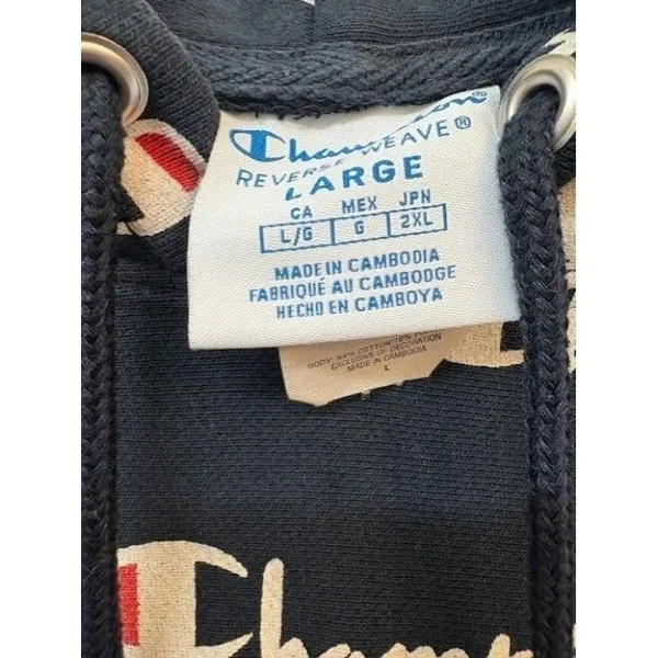 Champion Womens Cropped Hoodie Sweatshirt‎ Size L - Image 3