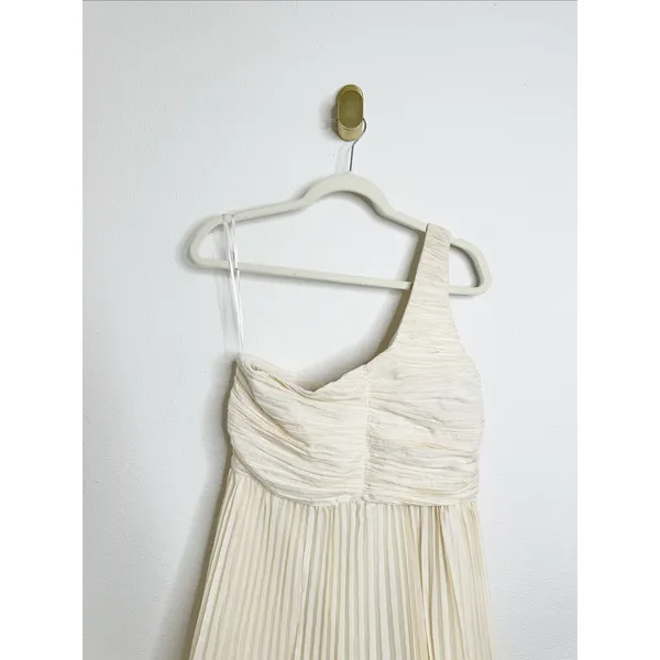 NWT Anthropologie Let Me Be One-Shoulder Pleated Maxi Dress Cream White Medium - Image 15