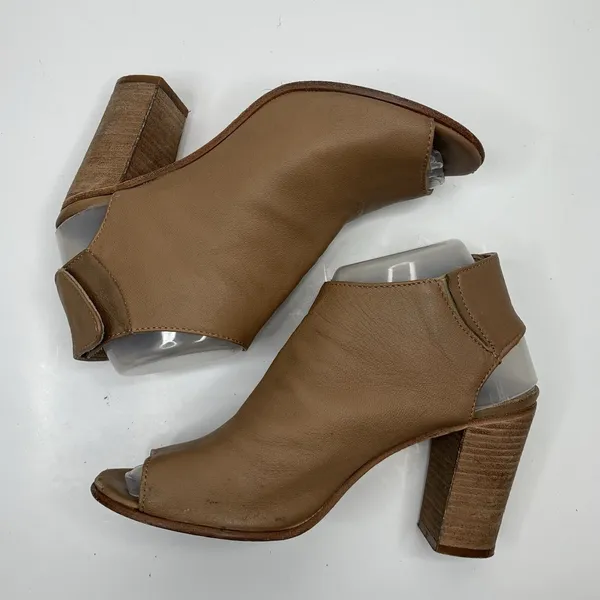Steven By Steve Madden Size‎ 7.5 Bootie Leather Peep Toe Ankle Chunky Heel Women’s - Image 2