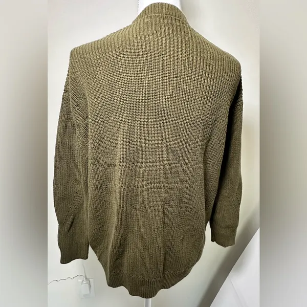 MANGO cotton knit cardigan in dark green - Image 4