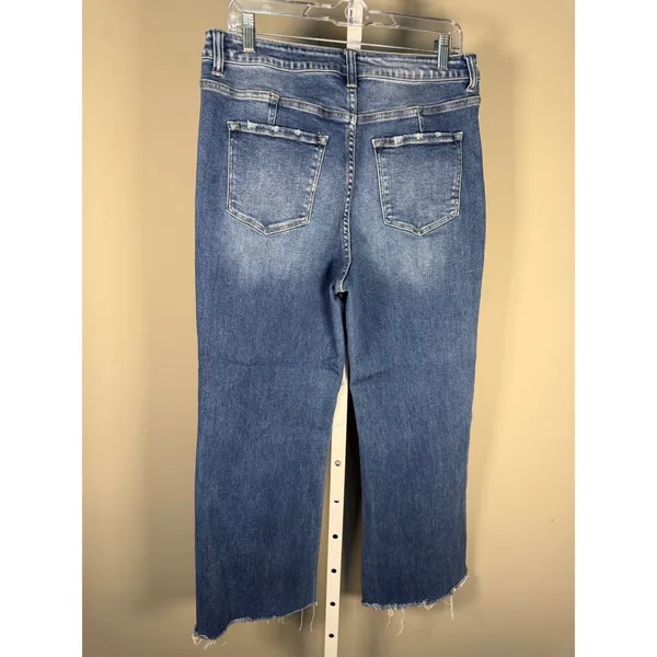 Flying Monkey High Rise Wide Leg Crop Jeans Raw Hem Size 31 - Image 3