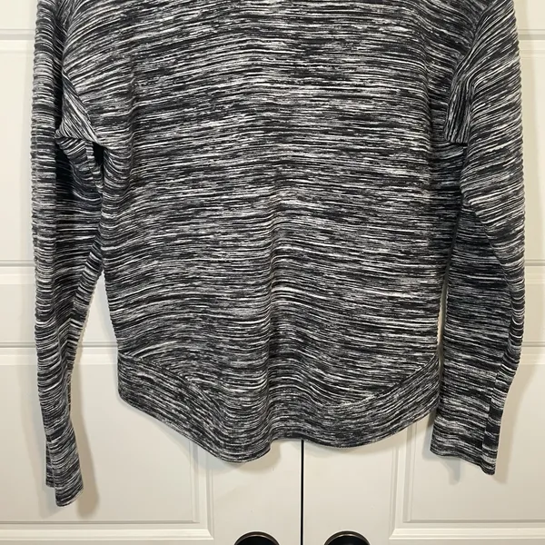 OFFLINE by Aerie Heathered Quarter Zip Pullover Sweatshirt Women M M Black White - Image 6