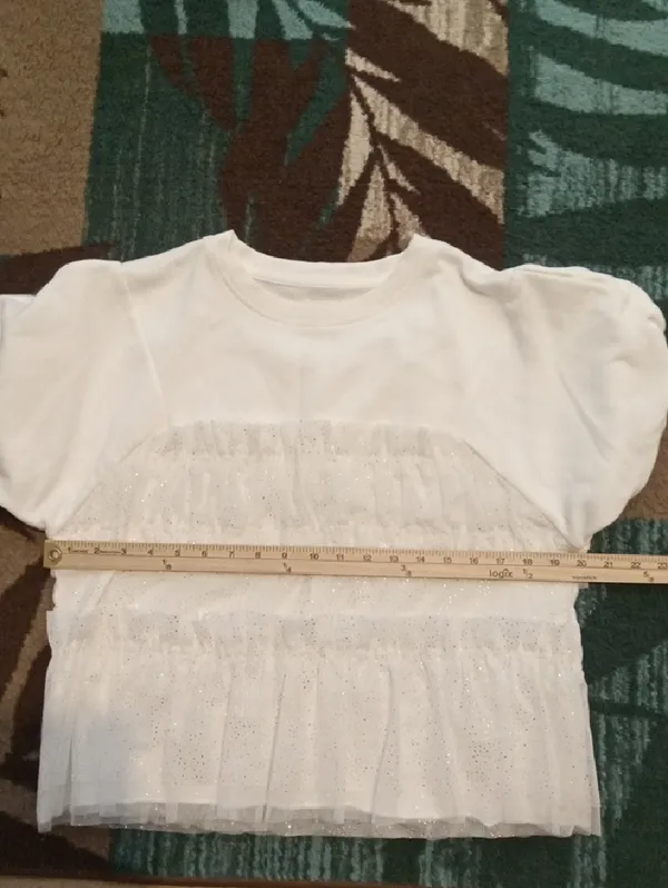 Maeve Short Sleeve Smocked Ruffled Sweatshirt Boxy Balletcore Fairy Cottage XxS - Image 5