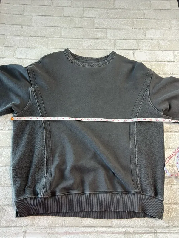 Aerie Crocheted back Oversized Woman’s Crewneck Sweatshirt - Charcoal Gray - Image 4