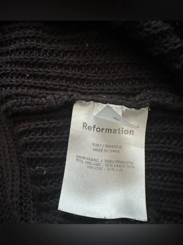 Reformation Black Crewneck Knit Top size small - Image 4
