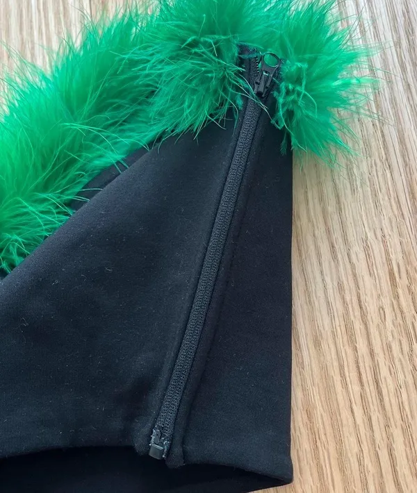 Tiger Mist Green Black Fluffy Tube Top - Image 4