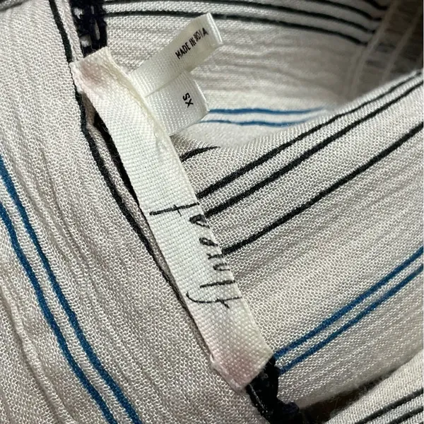 Anthropologie Floreat Norfolk Blouse Striped Long Sleeve Shirring Smocked Sz‎ XS - Image 7