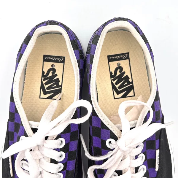 Vans Customs Shoes Womens 8.5 Mens 7 Black Purple Low Top Checkerboard Sneakers - Image 6
