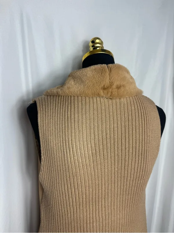 Twelfth Love Sherpa Coat Med Camel Faux Suede Cozy vest Open Front Cardigan - Image 6