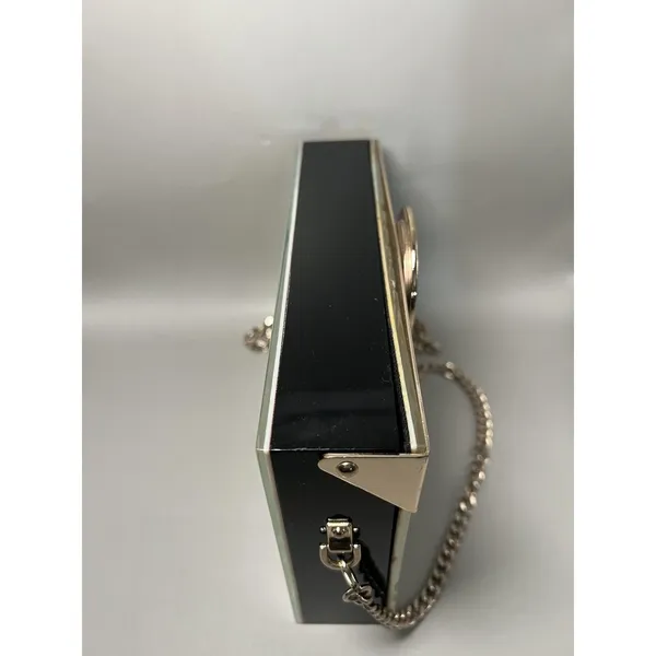 Zara Clutch Bag Womens Silver White Acrylic Shell Purse Chain Shoulder Evening - Image 12