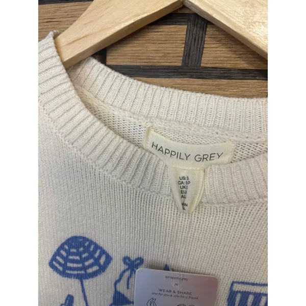 Happily Grey Cream‎ Beach Theme Crop Sweater With Bracelet Set Size Small - Image 5