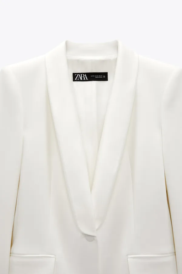 ZARA blazer white waisted tailored tuxado suit jacket - Image 4