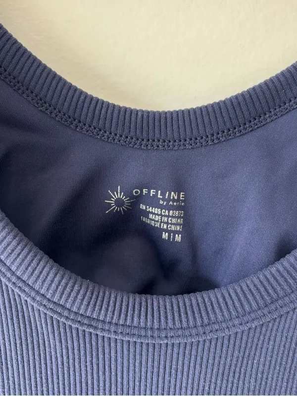 Offline by Aerie Ribbed Cut-out Romper Dress Navy Blue Green Floral Active - Image 5