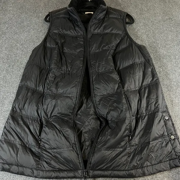 J. Jill Womens Black Down Puffer Vest‎ Quilted Sherpa Lined Mock Neck XL - Image 9