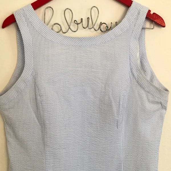 Lauren James Blue/white Seersucker Mini Dress L - Image 2
