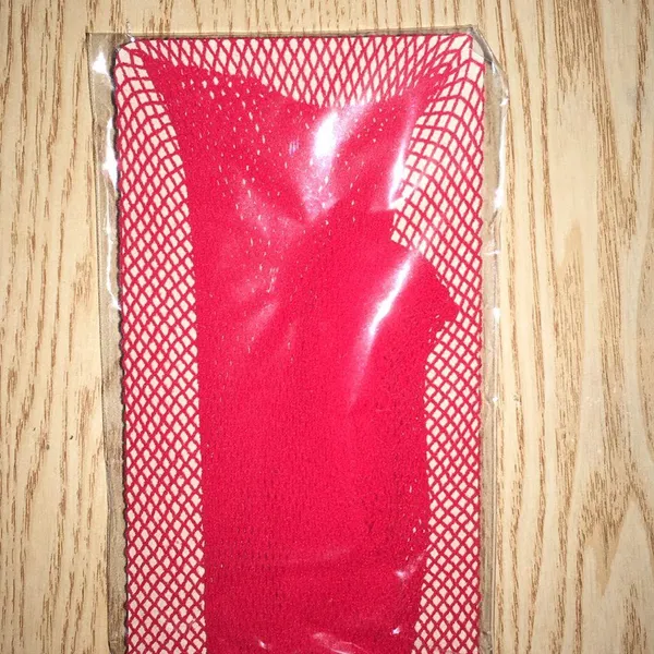 New Sexy Red Fishnet Pantyhose One Size Costume - Image 3