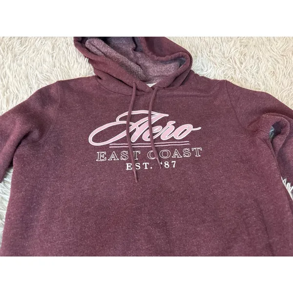 Aeropostale Aero East Coast EST‎ 87 Hoodie Burgundy Heather Sweatshirt Size S - Image 2