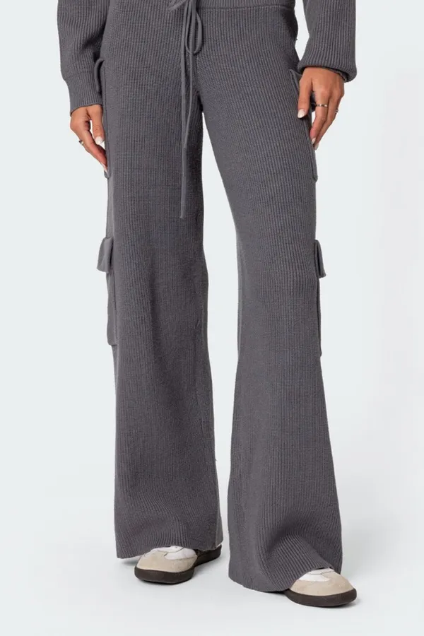 Edikted Wynter Knit Cargo Pants - Image 2