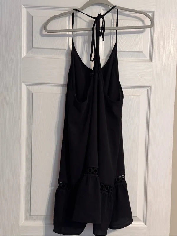 Freshwater Black Eyelet Cutout Trim Detail Swim Beach Coverup Dress Size Large - Image 4