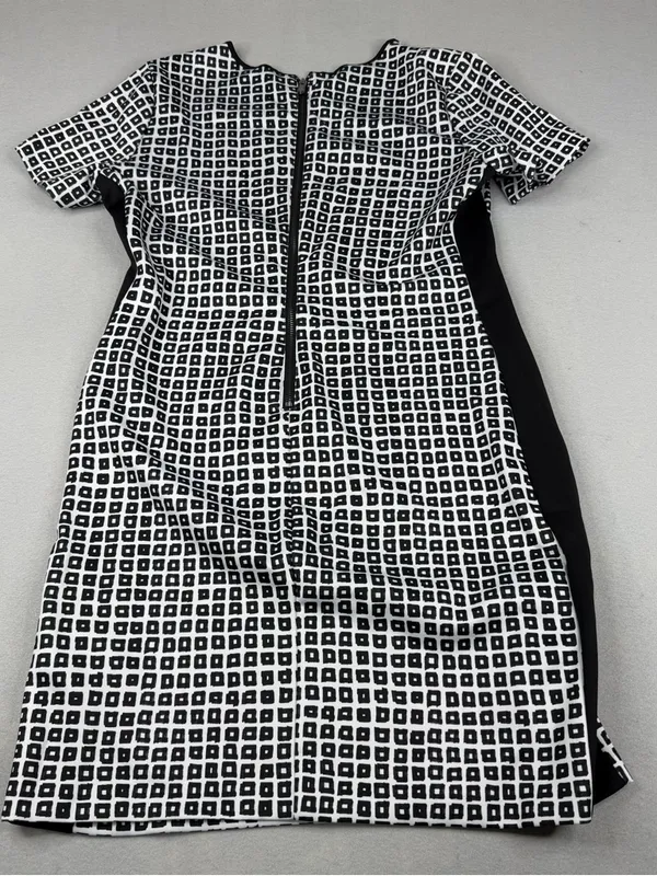 Reed Scuba Shift Dress L Black White Geometric Short Sleeve Career Mod - Image 4