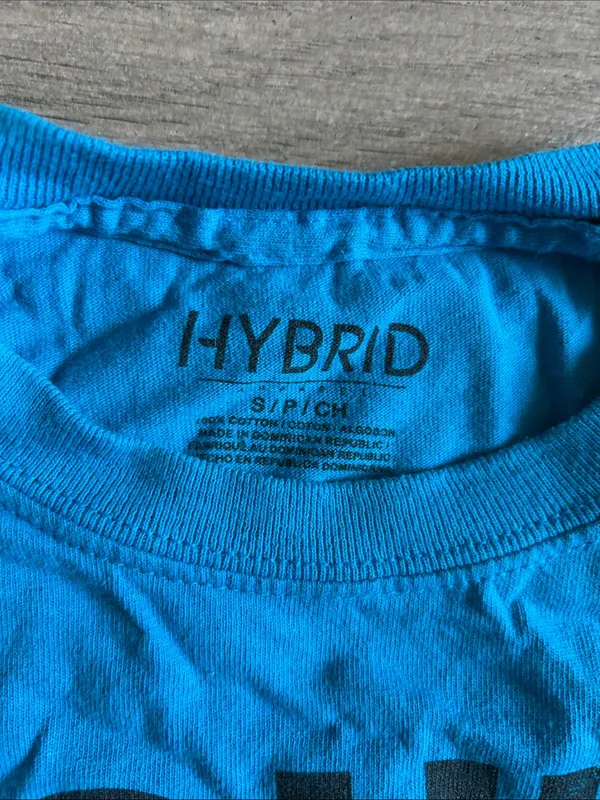 Hybrid Apparel Bright Blue Short Sleeve Tee with Bold Black Slogan - Image 2