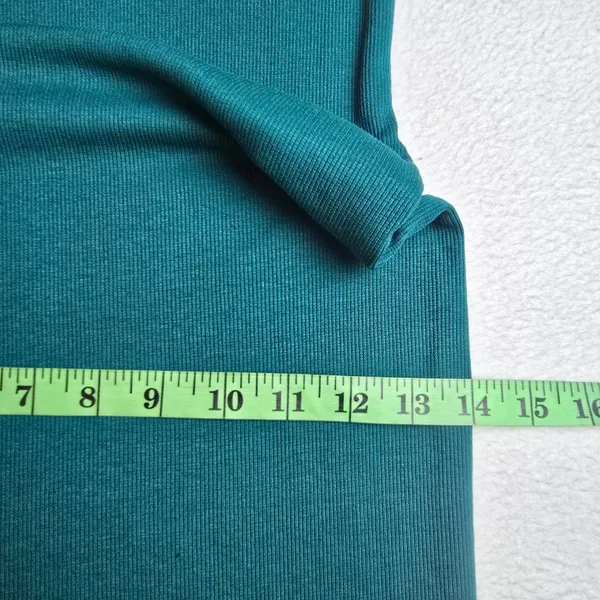 ASOS 36Y NWT Teal Ribbed Knit Maxi Dress Flared Lettuce Hem Sleeve Long Sleeve S - Image 9